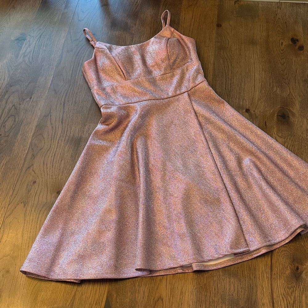 Morgan & Co Junior Size 3 Fit & Flare Sparkle Metallic Pink Dress